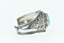 Load image into Gallery viewer, Sterling Silver Chinese Turquoise Ornate Dragon Cuff Bracelet 7.75&quot;