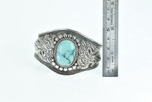 Load image into Gallery viewer, Sterling Silver Chinese Turquoise Ornate Dragon Cuff Bracelet 7.75&quot;