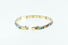 Load image into Gallery viewer, 14K S F Native American Turquoise Opal Bracelet 6.75&quot; Yellow Gold