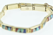 Load image into Gallery viewer, 14K S F Native American Turquoise Opal Bracelet 6.75&quot; Yellow Gold
