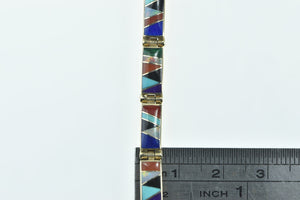 14K S F Native American Turquoise Opal Bracelet 6.75" Yellow Gold