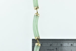 14K Round Carved Jadeite Vintage Statement Bracelet 6.5" Yellow Gold