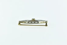 Load image into Gallery viewer, 14K Art Deco Syn. Sapphire Ornate Filigree Bar Pin/Brooch Yellow Gold