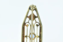 Load image into Gallery viewer, 14K Art Deco Syn. Sapphire Ornate Filigree Bar Pin/Brooch Yellow Gold