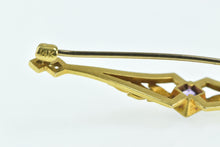 Load image into Gallery viewer, 14K Art Nouveau Princess Amethyst Floral Leaf Pin/Brooch Yellow Gold