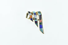 Load image into Gallery viewer, 14K Southwestern Turquoise Opal Onyx Slide Pendant Yellow Gold