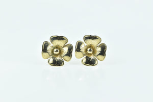 14K Dogwood Flower 3D Vintage Fashion Stud Earrings Yellow Gold