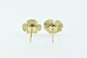 14K Dogwood Flower 3D Vintage Fashion Stud Earrings Yellow Gold