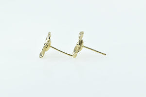 14K Dogwood Flower 3D Vintage Fashion Stud Earrings Yellow Gold