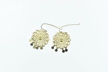 Load image into Gallery viewer, 14K Round Scalloped Filigree Fringe Tassel Earrings Yellow Gold