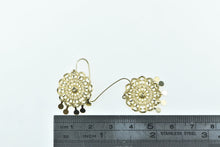 Load image into Gallery viewer, 14K Round Scalloped Filigree Fringe Tassel Earrings Yellow Gold