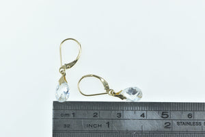 14K Faceted Tear Drop Vintage Lever Back Earrings Yellow Gold