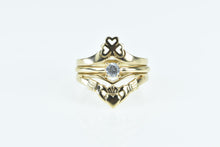 Load image into Gallery viewer, 14K 0.17 Ct Diamond Claddagh Bridal Engagement Ring Yellow Gold