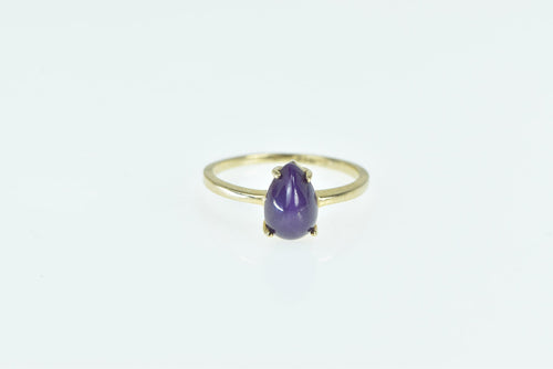 14K Pear Lindy Syn. Star Ruby Cabochon Statement Ring Yellow Gold