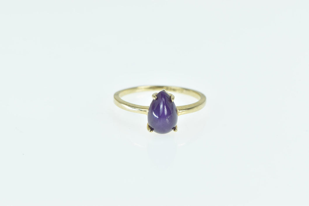 14K Pear Lindy Syn. Star Ruby Cabochon Statement Ring Yellow Gold