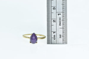14K Pear Lindy Syn. Star Ruby Cabochon Statement Ring Yellow Gold