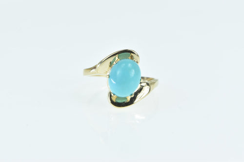 14K Turquoise Cabochon Freeform Bypass Ring Yellow Gold