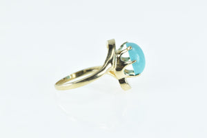 14K Turquoise Cabochon Freeform Bypass Ring Yellow Gold