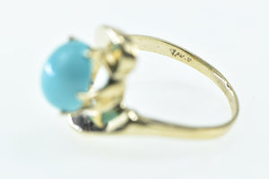 14K Turquoise Cabochon Freeform Bypass Ring Yellow Gold