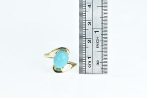 14K Turquoise Cabochon Freeform Bypass Ring Yellow Gold