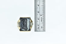 Load image into Gallery viewer, 10K 1940&#39;s Black Onyx Two Face Cameo Diamond Ring Yellow Gold