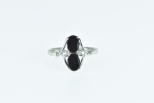 Load image into Gallery viewer, 10K Oval Black Onyx Diamond Vintage Statement Ring White Gold