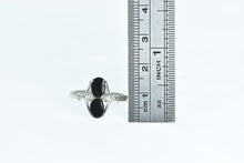 Load image into Gallery viewer, 10K Oval Black Onyx Diamond Vintage Statement Ring White Gold