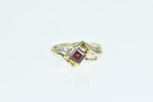 Load image into Gallery viewer, 10K Princess Garnet Baguette Diamond Bypass Ring Yellow Gold