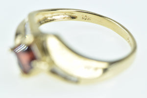 10K Princess Garnet Baguette Diamond Bypass Ring Yellow Gold