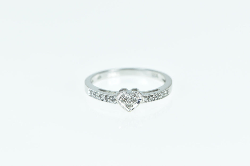 10K Heart Diamond Love Symbol Promise Ring White Gold