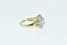 Load image into Gallery viewer, 10K Emerald Cut Syn. Aquamarine Diamond Ring Yellow Gold