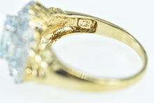 Load image into Gallery viewer, 10K Emerald Cut Syn. Aquamarine Diamond Ring Yellow Gold