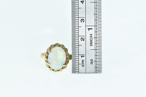 18K Oval Natural Opal Vintage Cocktail Statement Ring Yellow Gold
