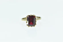 Load image into Gallery viewer, 10K Emerald Cut Syn. Ruby Solitaire Statement Ring Yellow Gold