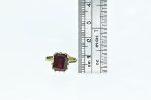 Load image into Gallery viewer, 10K Emerald Cut Syn. Ruby Solitaire Statement Ring Yellow Gold
