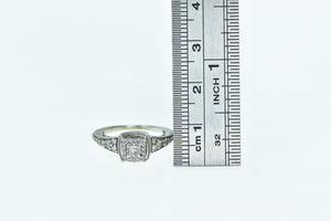 10K Princess Diamond Halo Engagement Promise Ring White Gold