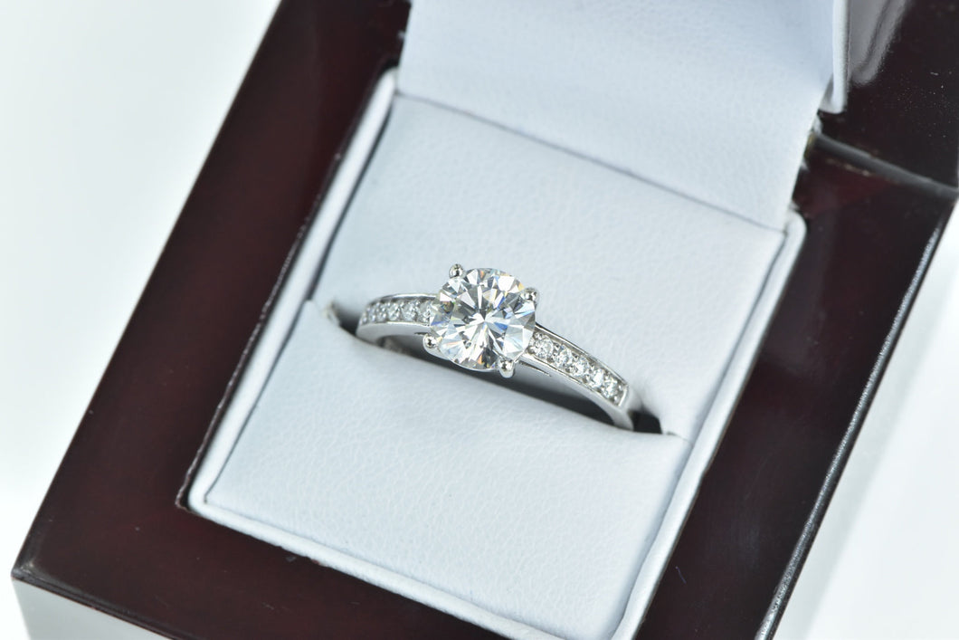 10K Round Vintage Classic Travel Engagement CZ Ring White Gold