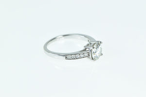 10K Round Vintage Classic Travel Engagement CZ Ring White Gold