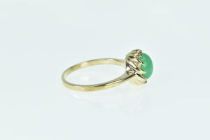 10K Oval Green Chalcedony Cabochon Vintage Ring Yellow Gold