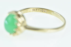 10K Oval Green Chalcedony Cabochon Vintage Ring Yellow Gold