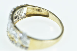 10K Mom Diamond Encrusted Butterfly Band Ring Yellow Gold