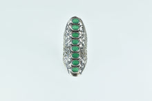 Load image into Gallery viewer, Sterling Silver Ornate Emerald Filigree Scroll Finger Guard Ring