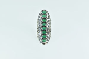 Sterling Silver Ornate Emerald Filigree Scroll Finger Guard Ring