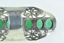 Load image into Gallery viewer, Sterling Silver Ornate Emerald Filigree Scroll Finger Guard Ring