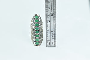 Sterling Silver Ornate Emerald Filigree Scroll Finger Guard Ring