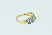 Load image into Gallery viewer, 14K Black Opal Inlay Diamond Zig Zag Band Ring Yellow Gold