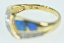 Load image into Gallery viewer, 14K Black Opal Inlay Diamond Zig Zag Band Ring Yellow Gold