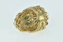 Load image into Gallery viewer, 14K Turquoise Butterfly Flower Filigree Cocktail Ring Yellow Gold