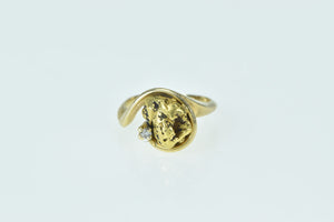 14K Diamond 22k Gold Textured Nugget Pebble Ring Yellow Gold