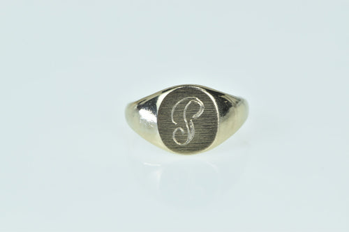 Gold Filled P Cursive Monogram Letter Initial Name Ring
